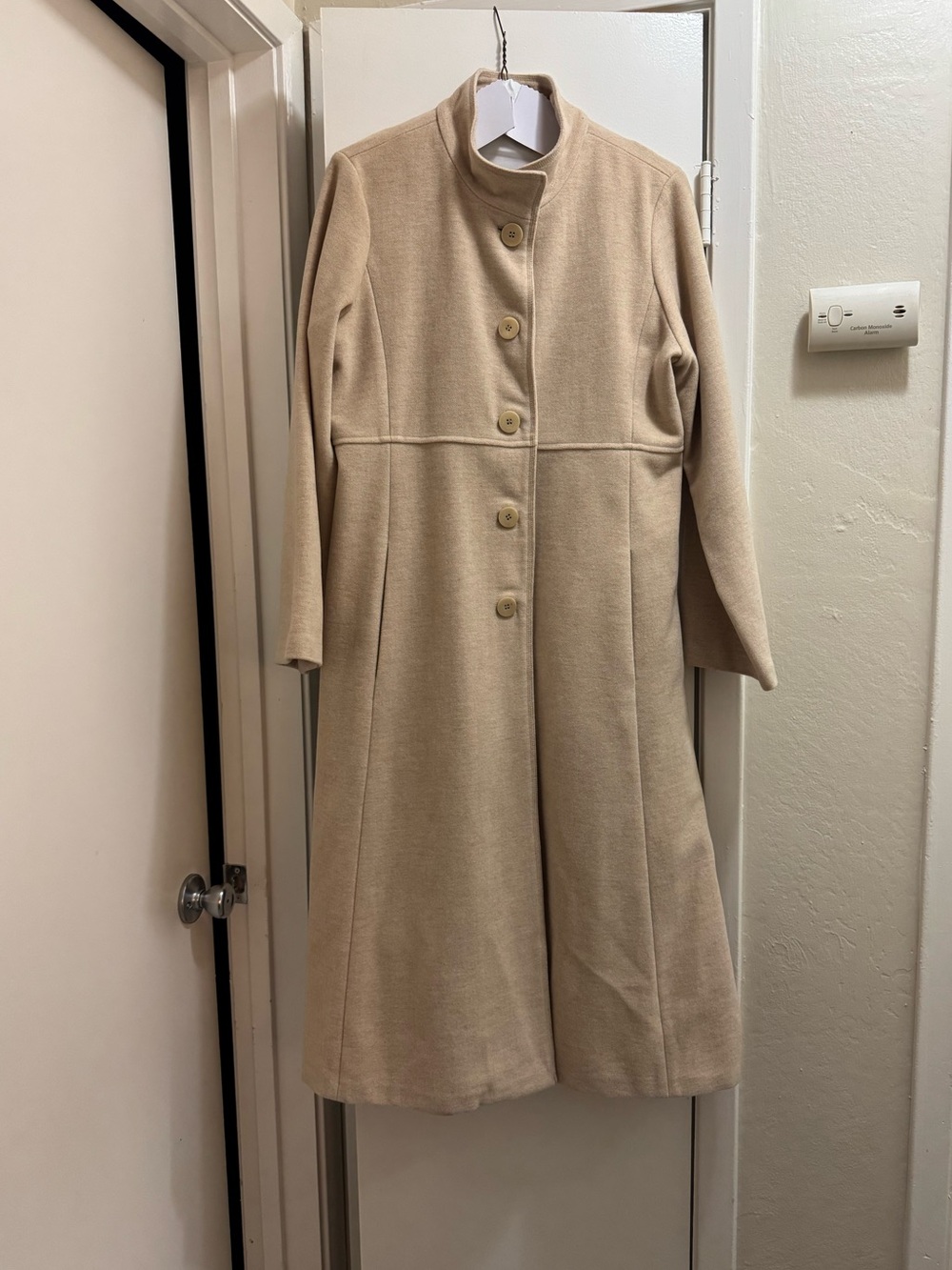 Eileen Fisher Wool Blend Long Nude Coat Size M Petit